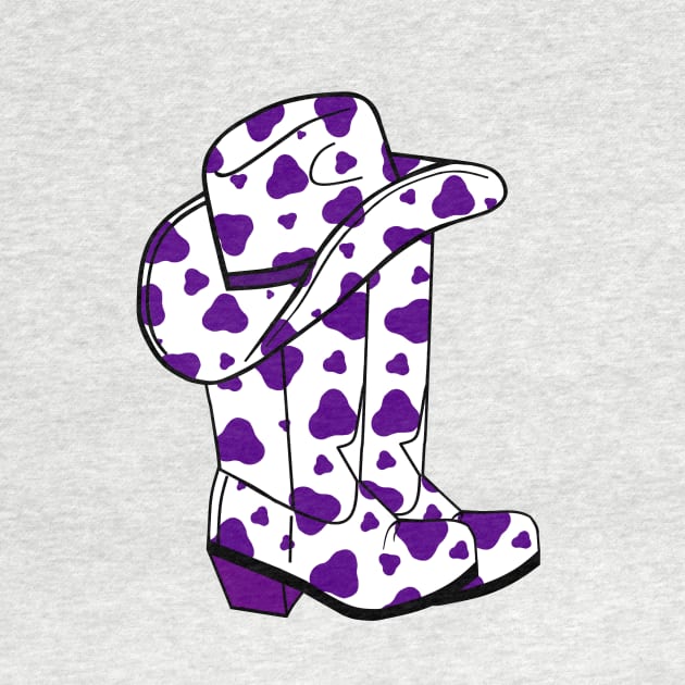 PURPLE Cow Spots Cowboy Hat And Boots by SartorisArt1